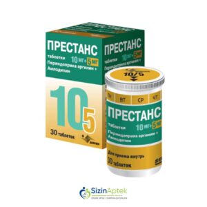 Prestans 10 mq/5 mq N30 Престанс 10 мг/5 мг N30 Tərkibi: Perindopril arginin Amlodipin Farmakoloji Təsiri: Hipotenziv Vahidi: TABLET İstehsalcı Ölkə: FRANSA Təsiredicinin miqdarı:  Perindopril arginin 10 mq  Amlodipin  5 mq  [  Prestans qiymet catdirilma / qiyməti çatdırılma Baku /  aptek onlayn online  ]