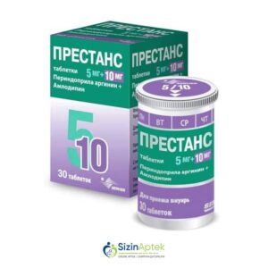 Prestans 5 mq/10 mq N30 Престанс 5 мг/10 мг N30 Tərkibi: Perindopril arginin Amlodipin Farmakoloji Təsiri: Hipotenziv Vahidi: TABLET İstehsalcı Ölkə: FRANSA Təsiredicinin miqdarı: Perindopril arginin 5 mq Amlodipin  10 mq [  Prestans qiymet catdirilma / qiyməti çatdırılma Baku /  aptek onlayn online  ]