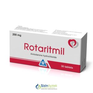 Rotaritmil 200 mq N30 Ротаритмил 200 мг N30 Tərkibi: Amiodaron hidroxlorid Farmakoloji Təsiri: Antiaritmik Vahidi: TAB İstehsalcı Ölkə:İSVEÇRƏ İstehsalcı Firma: World Medicine Təsiredicinin miqdarı: Amiodaron hidroxlorid  200 mq [  Rotaritmil qiymet catdirilma / qiyməti çatdırılma Baku /  aptek onlayn online  ]