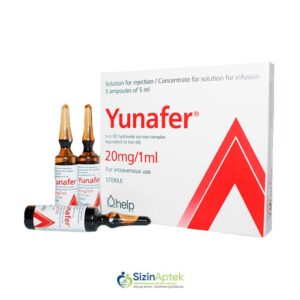Yunafer 20 mq/ml 5 ml N5 Юнафер 20 мг/мл 5 мл N5 Tərkibi:  Dəmir (III) hidroksid saxaroza Farmakoloji Təsiri: Antianemik Vahidi: AMPUL İstehsalcı Ölkə: YUNANISTAN Təsiredicinin miqdarı: Dəmir (III) hidroksid saxaroza  20 mq/ml [  Yunafer qiymet catdirilma / qiyməti çatdırılma Baku /  aptek onlayn online  ]