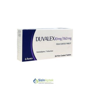 Duvaleks 10 mq/160 mq N28 Дувалекс 10 мг/ 160 мг N28 Tərkibi: Amlodipin Valsartan Farmakoloji Təsiri:  Kalsium kanalı blokatoru Vahidi: TAB İstehsalcı Ölkə: TÜRKİYƏ İstehsalcı Firma: İlko Təsiredicinin miqdarı: Amlodipin  10 mq Valsartan  160 mq [  Duvaleks qiymet catdirilma / qiyməti çatdırılma Baku /  aptek onlayn online  ]