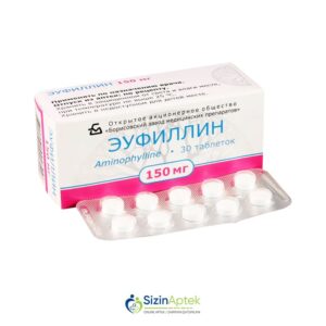Eufillin 0.15 q N30 Эуфиллин 0.15 г N30 Tərkibi: Aminofillin Farmakoloji Təsiri: Bronxodilatator Vahidi: TAB İstehsalcı Ölkə: BEL Təsiredicinin miqdarı: Aminofillin  150 mq [  Eufillin qiymet catdirilma / qiyməti çatdırılma Baku /  aptek onlayn online  ]
