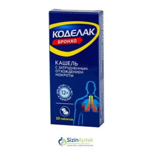 Kodelak Bronxo N10 Коделак Бронхо N10 Tərkibi: Ambroksol Natrium qlisirrizinat Termopsisin ekstraktı Natrium hidrokarbonat Farmakoloji Təsiri: İltihabəleyhinə, bəlğəmgətirici, mukolitik Vahidi: TAB İstehsalcı Ölkə: RUSİYA [  Kodelak qiymet catdirilma / qiyməti çatdırılma Baku /  aptek onlayn online  ]