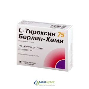 L-Tiroksin 75 Berlin-Hemi 75 mkq N100 (L-Thyroxin 75 Berlin-Chemie) L-Тироксин 75 Берлин-Хеми 75 мкг N100   Tərkibi: Levotiroksin natrium Farmakoloji Təsiri:  Tireoid, qalxanabənzər vəzin hormonunun çatışmazlığını bərpaedici Vahidi: TAB İstehsalcı Ölkə: Almaniya İstehsalcı Firma: Berlin Chemie Təsiredicinin miqdarı: Levotiroksin natrium  100 mkq [  L-Tiroksin qiymet catdirilma / qiyməti çatdırılma Baku /  aptek onlayn online  ]