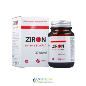 Ziron N30 Зирон N30 Tərkibi: Dəmir qlükonat C vitamini Fol turşusu B12 vitamini Farmakoloji Təsiri: Antianemik Vahidi: TAB İstehsalcı Ölkə: TÜRKİYƏ Təsiredicinin miqdarı: Dəmir qlükonat  159 mq C vitamini  30 mq Fol turşusu  200 mkq B12 vitamini  2 mkq [  Ziron qiymet catdirilma / qiyməti çatdırılma Baku /  aptek onlayn online  ]