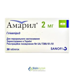 Amaril 2 mq N30 Tərkibi: Qlimepirid Farmakoloji Təsiri: Hipoqlikemik Vahidi: TAB İstehsalcı Ölkə: GER İstehsalcı Firma: Sanofi Aventis Təsiredicinin miqdarı: Qlimepirid  2 mq [  Amaril qiymet catdirilma / qiyməti çatdırılma Baku /  aptek onlayn online  ]