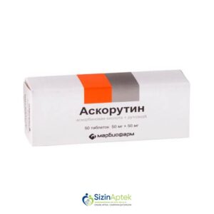 Askorutin MBF N50 Аскорутин N50 Tərkibi: Vitamin C, Rutozid Farmakoloji Təsiri: Hipovitaminoz, Angioprotektor Vahidi: TAB İstehsalcı Ölkə: RUSİYA Təsiredicinin miqdarı: Vitamin C   50 mq Rutozid  50 mq [  Askorutin qiymet catdirilma / qiyməti çatdırılma Baku /  aptek onlayn online  ]