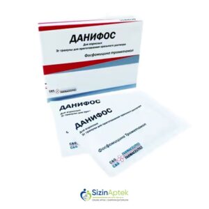 Danifos N2 Tərkibi: Fosfomisin trometamol Farmakoloji Təsiri: Geniş təsir spektrlı antibiotik Vahidi:  PAK İstehsalcı Ölkə: İTALİYA Təsiredicinin miqdarı: Fosfomisin trometamol  5.631 q [  Danifos qiymet catdirilma / qiyməti çatdırılma Baku /  aptek onlayn online  ]
