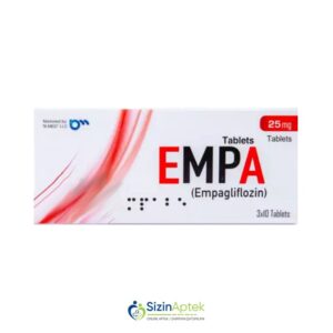 Empa 25 mq N30 Tərkibi: Empagliflozin Farmakoloji Təsiri: Hipoqlikemik Vahidi: TAB İstehsalcı Ölkə: PAKİSTAN Təsiredicinin miqdarı: Empagliflozin 25 mq  [  Empa qiymet catdirilma / qiyməti çatdırılma Baku /  aptek onlayn online  ]