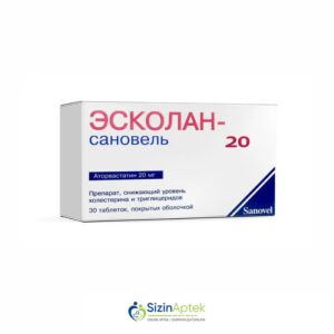 Eskolan 20 mq N30  Tərkibi: Atorvastatin Farmakoloji Təsiri: Hipolipidemik Vahidi: TAB İstehsalcı Ölkə: TÜRKİYƏ İstehsalcı Firma: Sanovel Təsiredicinin miqdarı: Atorvastatin  20 mq [  Eskolan qiymet catdirilma / qiyməti çatdırılma Baku /  aptek onlayn online  ]