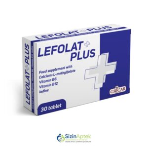 Lefolat Plus N30 Tərkibi: Kalsium L metilfolat B6 vitamini B12 vitamini Yod Vahidi: TAB İstehsalcı Ölkə: ITA Təsiredicinin miqdarı: Kalsium-L-metilfolat  400 mkq  B6 vitamini  2 mq  B12 vitamini  6 mkq Yod  50 mkq  [  Lefolat qiymet catdirilma / qiyməti çatdırılma Baku /  aptek onlayn online  ]