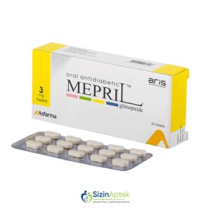Mepril 3 mq N30   Tərkibi: Qlimepirid Farmakoloji Təsiri: Hipoqlikemik Vahidi: TAB İstehsalcı Ölkə: TÜRKİYƏ Təsiredicinin miqdarı: Qlimepirid  3 mq [  Mepril qiymet catdirilma / qiyməti çatdırılma Baku /  aptek onlayn online  ]