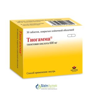 Tioqamma 600mq N30 Tərkibi: Tioktik turşusu Farmakoloji Təsiri: Hipoqlikemik, antioksidant Vahidi: TAB İstehsalcı Ölkə: GER Təsiredicinin miqdarı: Tioktik turşusu  600 mq [  Tioqamma qiymet catdirilma / qiyməti çatdırılma Baku /  aptek onlayn online  ]