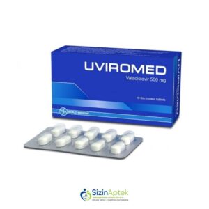 Uviromed 500 mq N10 Tərkibi: Valasiklovir Farmakoloji Təsiri: Virus əleyhinə Vahidi: TAB İstehsalcı Ölkə: TÜRKİYƏ İstehsalcı Firma: World Medicine  Təsiredicinin miqdarı: Valasiklovir  500  mq  [  Uviromed qiymet catdirilma / qiyməti çatdırılma Baku /  aptek onlayn online  ]