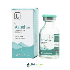 Azisef 1000 mq N1 Tərkibi: Seftazidim Farmakoloji Təsiri: Antibakterial Vahidi: ADET İstehsalcı Ölkə: HİNDİSTAN Təsiredicinin miqdarı : Seftazidim 1000 mq [ Azisef qiymet catdirilma / qiyməti çatdırılma Baku / aptek onlayn online ]
