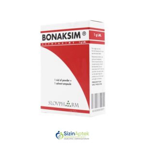 Bonaksim 1 q N1 Tərkibi: Sefotaksim Farmakoloji Təsiri: Antibakterial Vahidi: AMP İstehsalcı Ölkə: Sloveniya Təsiredicinin miqdarı : Sefotaksim 1 q [ Bonaksim qiymet catdirilma / qiyməti çatdırılma Baku / aptek onlayn online ]