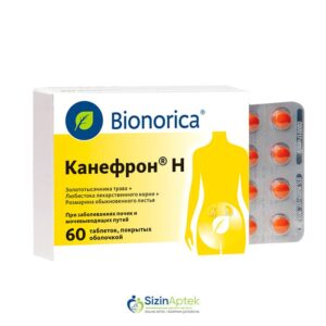 Kanefron N N60 Tərkibi: Qızılçətir otu Levistik kökü Rozmarin, yarpaqları Farmakoloji Təsiri: Sidikqovucu, iltihabəleyhinə Vahidi: TAB İstehsalcı Ölkə: GER İstehsalcı Firma: Bionorica Təsiredicinin miqdarı : Qızılçətir otu  18 mq Levistik kökü  18 mq Rozmarin  yarpaqları  18 mq  [  Kanefron qiymet catdirilma / qiyməti çatdırılma Baku /  aptek onlayn online  ]