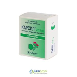 Karsil 22.5 mq N80 Tərkibi: Silimarin Farmakoloji Təsiri: Hepatoprotektor Vahidi: TAB İstehsalcı Ölkə: BOLQARISTAN İstehsalcı Firma: Sopharma Təsiredicinin miqdarı : Silimarin 22.5 mq [ Karsil qiymet catdirilma / qiyməti çatdırılma Baku / aptek onlayn online ]