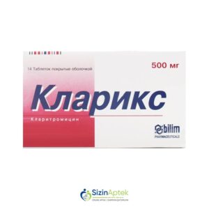 Klariks 500 mq N14 Tərkibi: Klaritromisin Farmakoloji Təsiri: Antibakterial Vahidi: TAB İstehsalcı Ölkə: TÜRKİYƏ İstehsalcı Firma: Bilim Təsiredicinin miqdarı : Klaritromisin 500 mq [ Klariks qiymet catdirilma / qiyməti çatdırılma Baku / aptek onlayn online ]