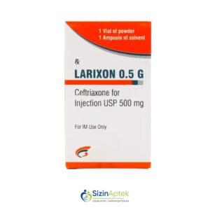 Larikson 0.5 q N1 (Larixon) Tərkibi: Seftriakson Farmakoloji Təsiri: Antibakterial Vahidi: AMP İstehsalcı Ölkə: HİNDİSTAN Təsiredicinin miqdarı : Seftriakson 0.5 q [ Larikson qiymet catdirilma / qiyməti çatdırılma Baku / aptek onlayn online ]