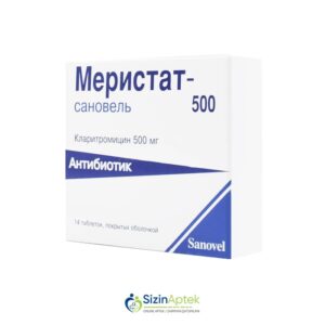 Meristat 500 mq N14 Tərkibi: Klaritromisin Farmakoloji Təsiri: Antibiotik Vahidi: TAB İstehsalcı Ölkə: TÜRKİYƏ İstehsalcı Firma: Sanovel Təsiredicinin miqdarı: Klaritromisin 500 mq [ Meristat qiymet catdirilma / qiyməti çatdırılma Baku / aptek onlayn online ]