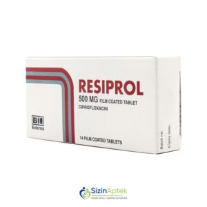 Resiprol 500 mq N14 Tərkibi: Siprofloksasin Farmakoloji Təsiri: Antibakterial Vahidi: TAB İstehsalcı Ölkə: Türkiyə İstehsalcı Firma: Biofarma Təsiredicinin miqdarı : Siprofloksasin 500 mq [ Resiprol qiymet catdirilma / qiyməti çatdırılma Baku / aptek onlayn online ]