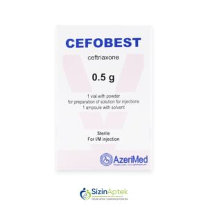 Sefobest 500mq N1 (Cefobest) Tərkibi: Seftriakson Farmakoloji Təsiri: Antibakterial Vahidi: AMP İstehsalcı Ölkə: TÜRKİYƏ Təsiredicinin miqdarı: Seftriakson 500mq [ Sefobest qiymet catdirilma / qiyməti çatdırılma Baku / aptek onlayn online ]