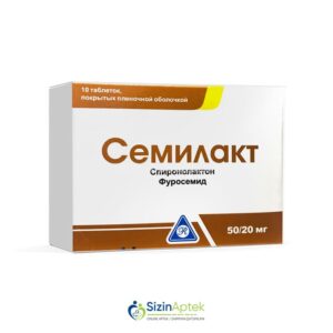Semilakt 50 / 20 mq N10 Tərkibi: Furosemid Spironolakton Farmakoloji Təsiri: Hipotenziv, diuretik Vahidi: TAB İstehsalcı Ölkə: TÜRKİYƏ Təsiredicinin miqdarı : Furosemid 20 mq Spironolakton 50 mq [ Semilakt qiymet catdirilma / qiyməti çatdırılma Baku / aptek onlayn online ]