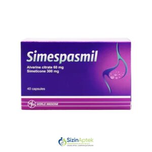Simespazmil N40 (Simespasmil) Tərkibi: Alverin sitrat Simetikon Farmakoloji Təsiri: Qazqovucu, spazmolitik Vahidi: KAPS İstehsalcı Ölkə: Türkiyə İstehsalcı Firma: World Medicine Təsiredicinin miqdarı: Alverin sitrat  60 mq  Simetikon  300 mq  [  Simespazmil qiymet catdirilma / qiyməti çatdırılma Baku /  aptek onlayn online  ]