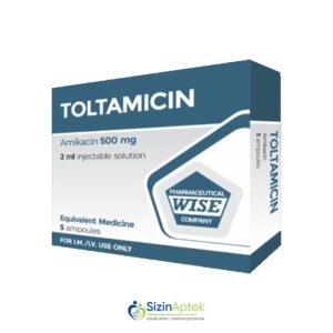 Toltamicin Təsiredici maddə: 1 flakonda 500 mq amikasinə ekvivalent 667,50 mq amikasin sulfat vardır. [ Toltamicin qiymet catdirilma / qiyməti çatdırılma Baku / aptek onlayn online ]