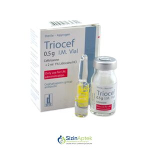 Triosef 0.5 q Tərkibi: Seftriakson Farmakoloji Təsiri: Antibakterial Vahidi: AMP İstehsalcı Ölkə: Türkiyə Təsiredicinin miqdarı: Seftriakson 0.5 q [ Triosef qiymet catdirilma / qiyməti çatdırılma Baku / aptek onlayn online ]