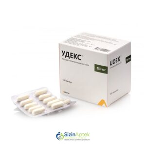 Udeks 250 mq N100 Tərkibi: Ursodezoksixol turşusu Farmakoloji Təsiri: Ödqovucu, hepatoprotektiv Vahidi: KAPS İstehsalcı Ölkə: TÜRKİYƏ Təsiredicinin miqdarı : Ursodezoksixol turşusu 250 mq [ Udeks qiymet catdirilma / qiyməti çatdırılma Baku / aptek onlayn online ]