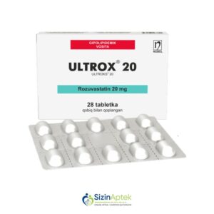 Ultroks 20mq N28 Tərkibi: Rosuvastatin Farmakoloji Təsiri: Hipolipidemik Vahidi: TAB İstehsalcı Ölkə: TÜRKİYƏ Təsiredicinin miqdarı: Rosuvastatin 20mq [ Ultroks qiymet catdirilma / qiyməti çatdırılma Baku / aptek onlayn online ]